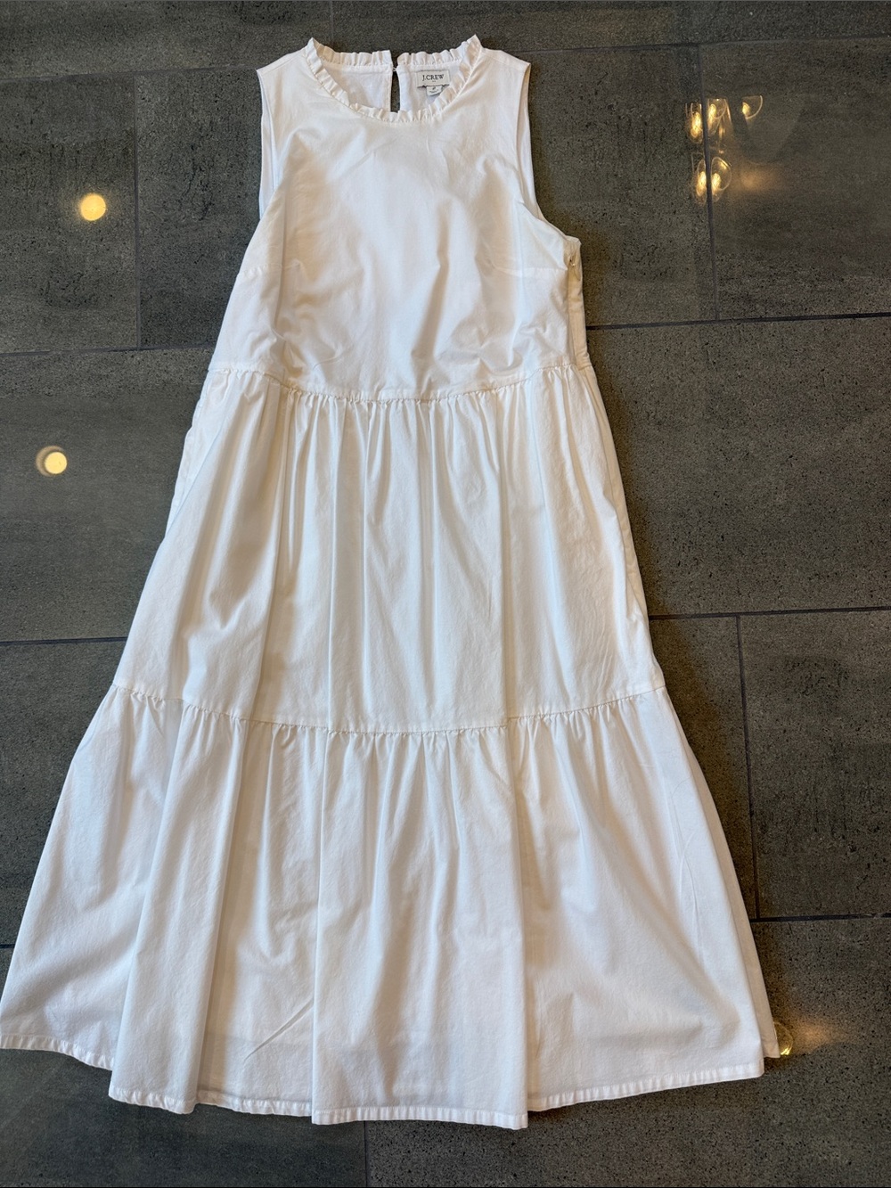 J. Crew Factory White Sleeveless Tiered Dress